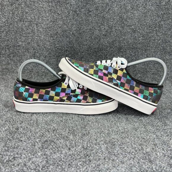 Vans Authentic Sneakers Women's SIze 8 Rainbow Checkerboard Low Lace Skate Shoes - Picture 7 of 11